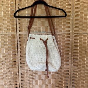 MONTCE Straw Cream Bucket‎ Bag with Drawstring